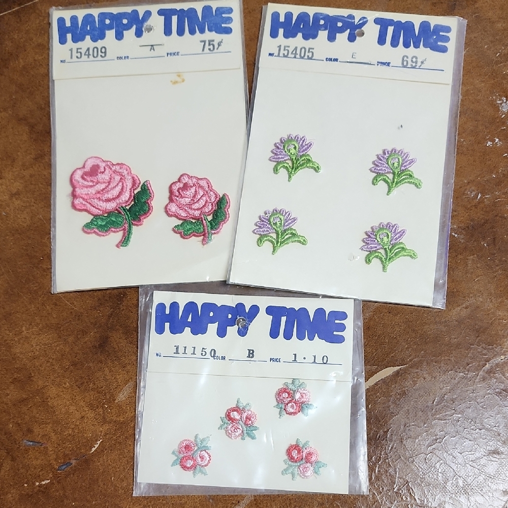 Vintage Floral Embroidered Patches Set